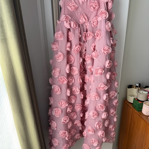 ASOS sister Jane Pink organza rose Maxi Dress with 3D Floral Appliqué - Picture 5 of 6